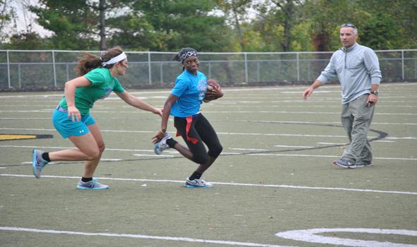 Sharks swallow squids in annual powder puff game