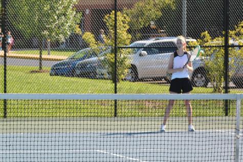 Kate Giles (11), the top OHS tennis player, has gone to districts the past two years.