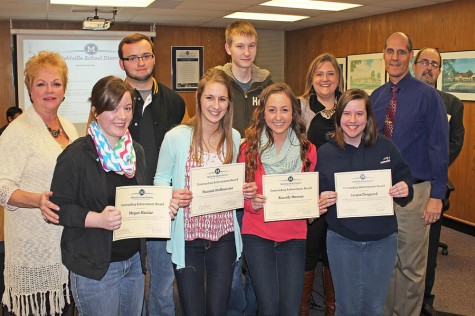 Journalism students get recognized by the Mehlville School District Board. 