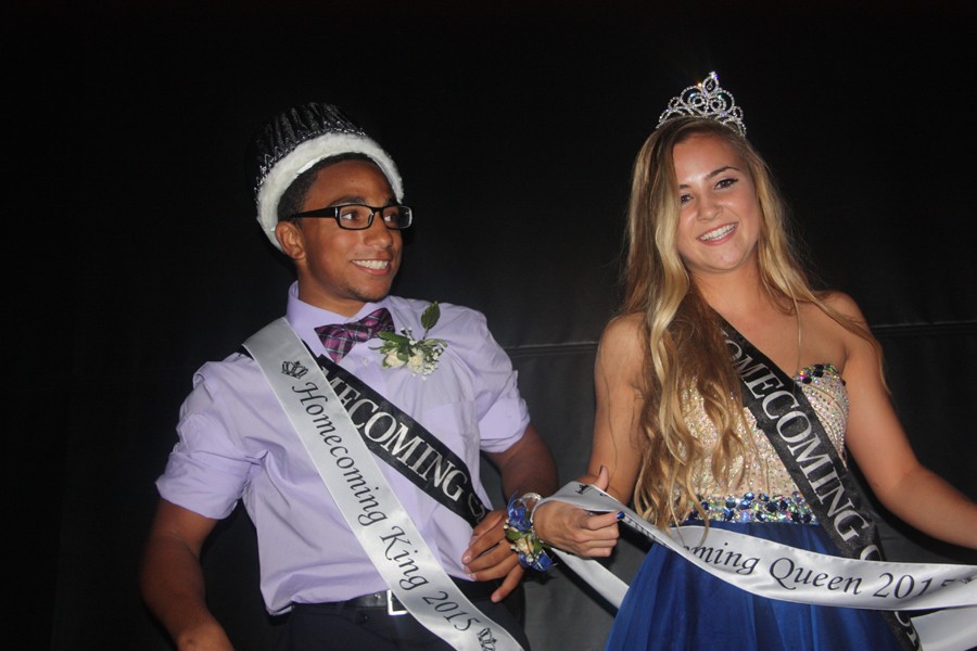 Homecoming king Austin Neal and queen Kassidy Ham celebrate.
