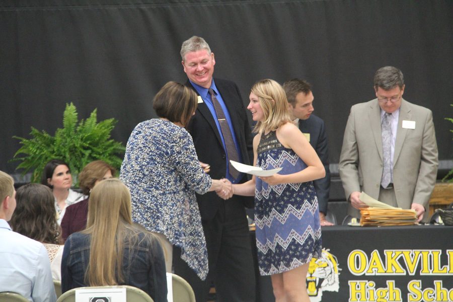 Students accepted awards at Academic Achievement Night.