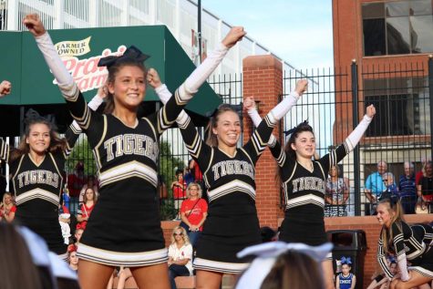 Varsity cheer showed off their skills at a Cardinals game where they sold tickets to raise money for St. Jude. 