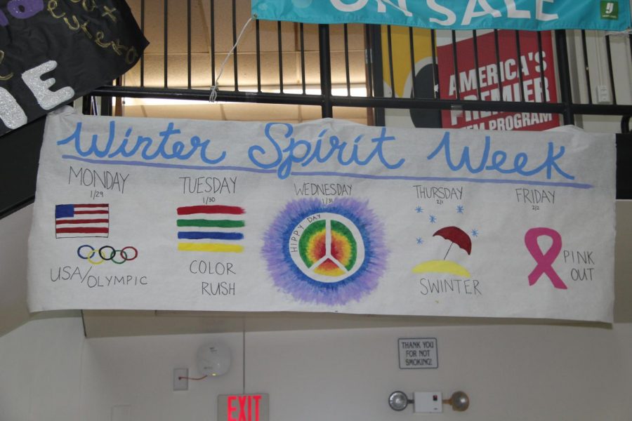 The banner made by Leadership hangs high in the commons on Jan. 26.