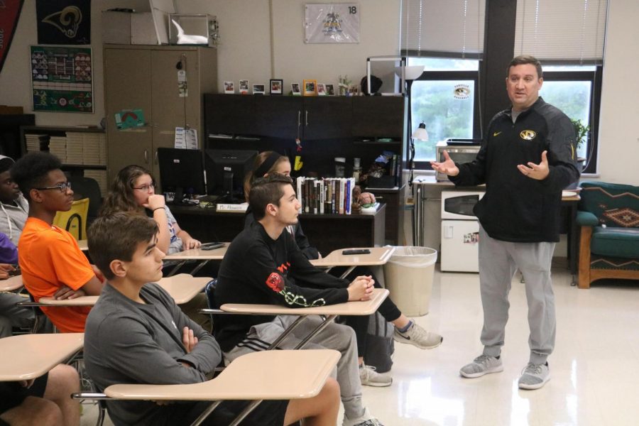 Mr. Nick Aboussie educates students in the first College-bound Athlete seminar on Oct. 12.