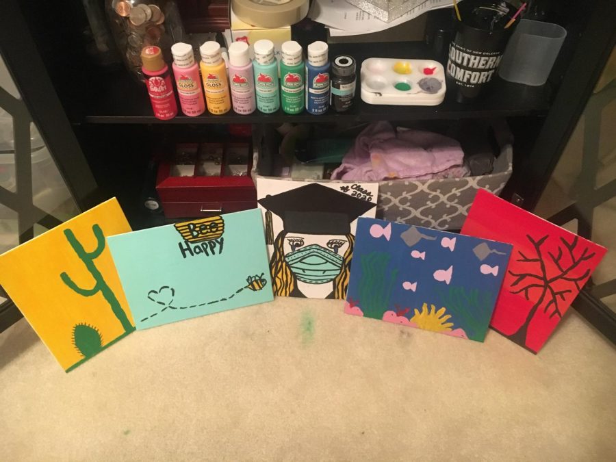 Emily Merritt (12) paints to keep herself busy and positive during the stay at home order. 