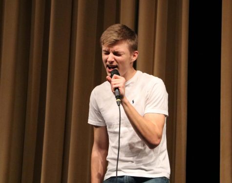 After singing the song “Loud and Heavy,” Gavin Sandvoss (11) was the winner in the high school competition.