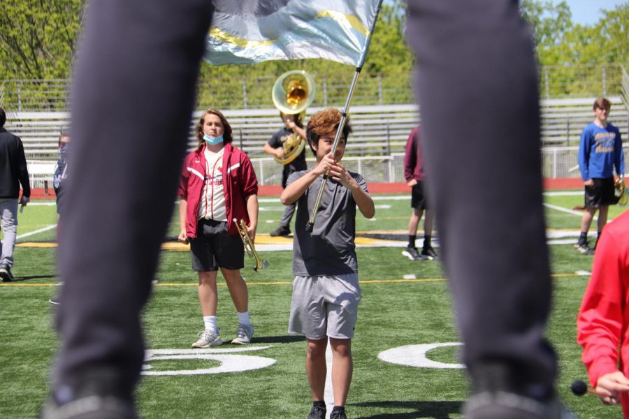 During the school day, the band is able to get outside to practice for their showcase on May 22.