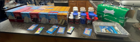 This image shows Soup Kitchen Club’s collections from the Birthday Cake Kit Supply Drive.