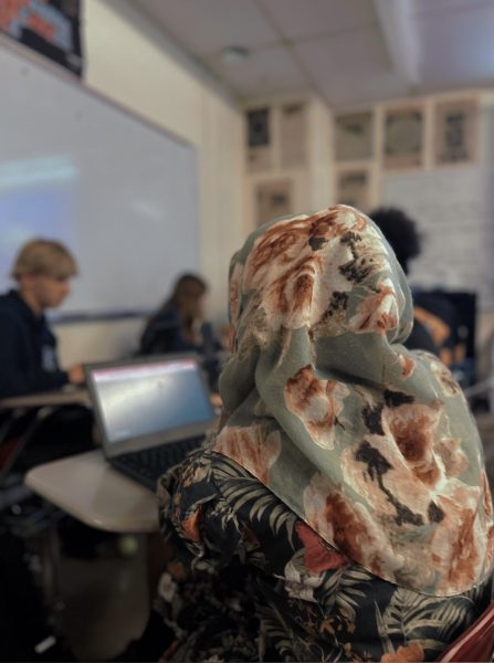 Halima Abid (12), plays a Gimkit in her government class. “In school, I love playing Gimkit,” Halima said, “My favorite game is the jumping one called Don’t Look Down.” Halima said that if she could play any game in school, she would choose Gimkit. 
