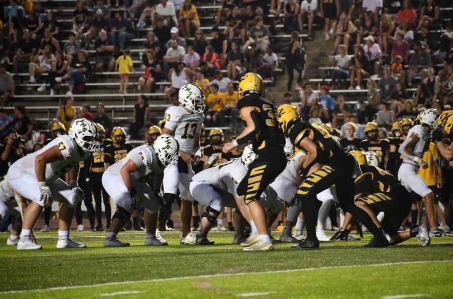 Kaden Updike (10) plays outside linebacker against Lindbergh in the first game of the season on Aug. 30. “I kind of feel like the first couple weeks I took it (playing on varsity) for granted, but now I’m kind of like appreciating it a little bit more,” Updike said. The Tigers lost the game 24-21 against the Flyers. 