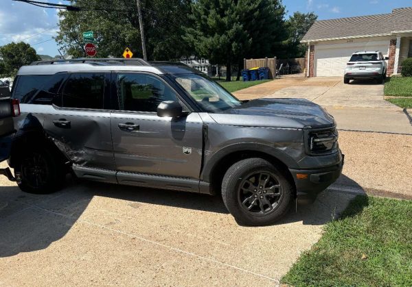 Gwen Johnson's (12) car is shown following her car accident. "We had to get it towed," Johnson said. Johnson mentioned that the car was leaking fluid.