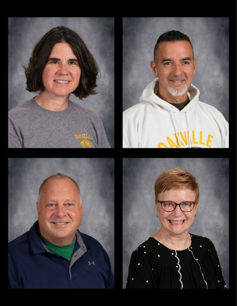 Math teachers John Souris and Steve Buss, PLL teacher Karla Schmid and science teacher Rebekah Kirchhofer announced that they will retire at the end of this year.